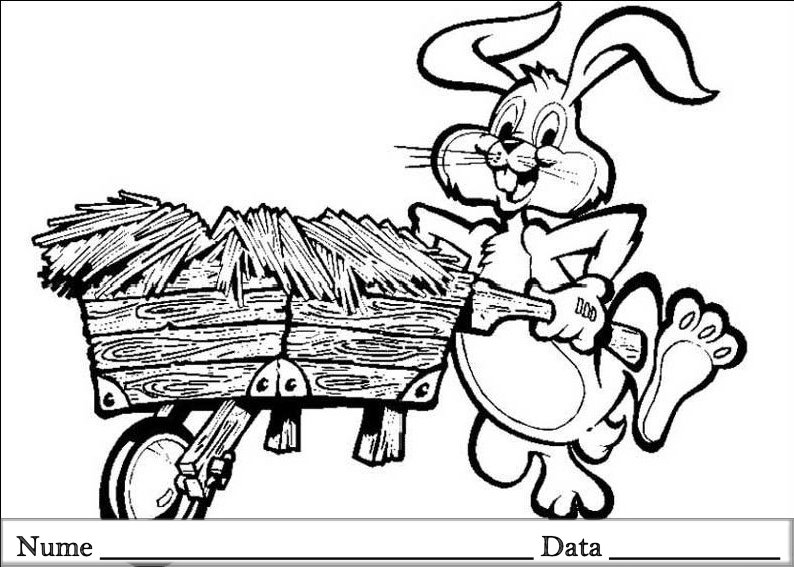 desene de colorat planse iepurasi de pasti